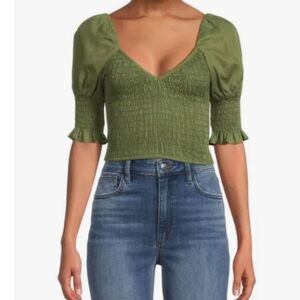 Misa Calla Shirred crop top